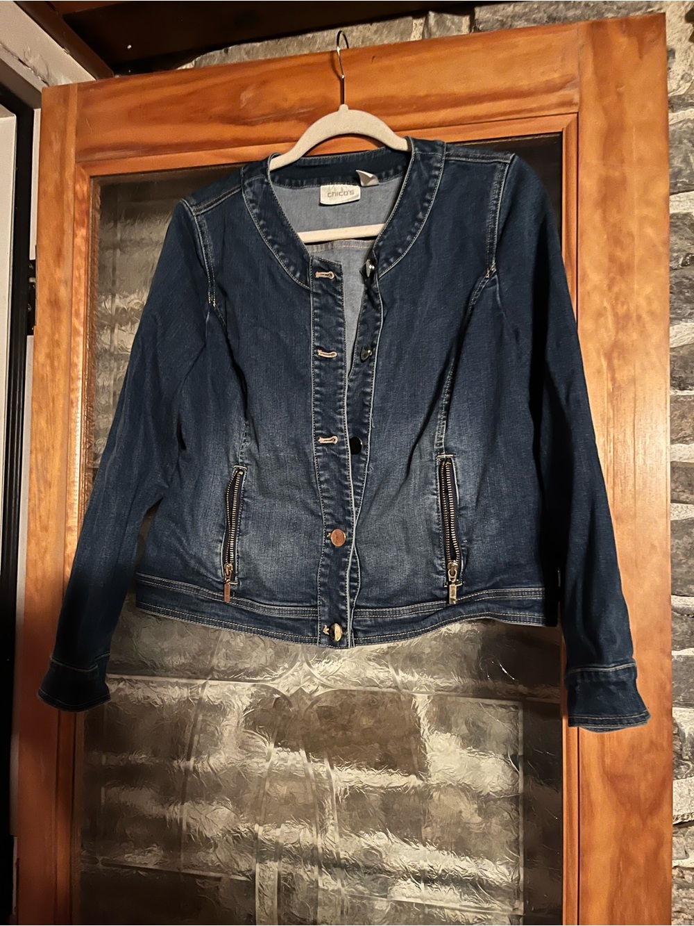 Chico’s Womens Dark Blue Denim Jacket
